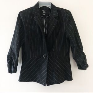 Robert Louis Black and White Striped Blazer